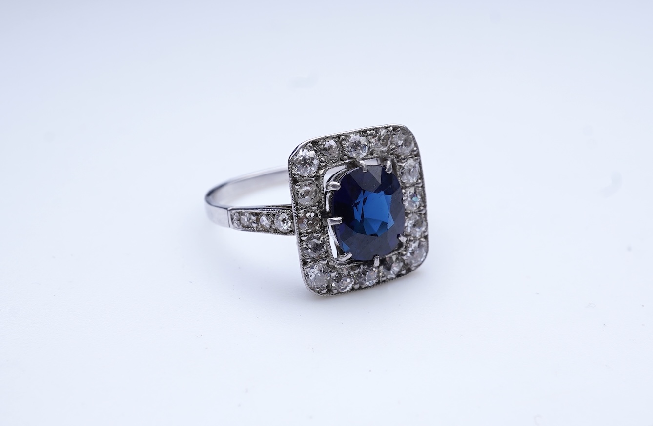 An Art Deco sapphire and diamond ring, 1920s